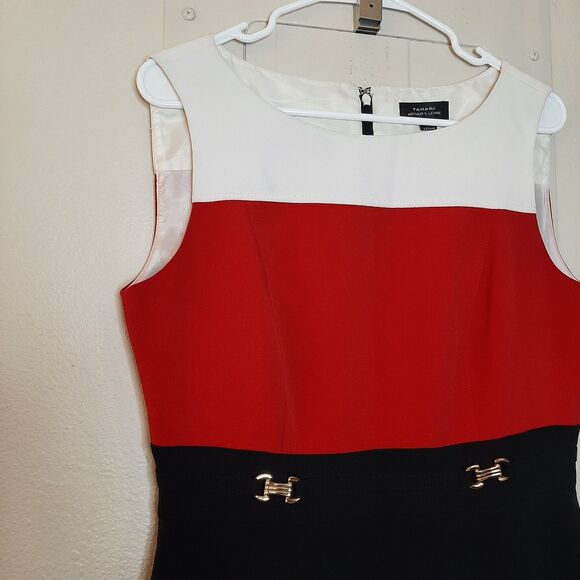 Tahari Arthur S. Levine Dress Women Size 8 Sleeveless Colorblock Career Elegant - Picture 6 of 11
